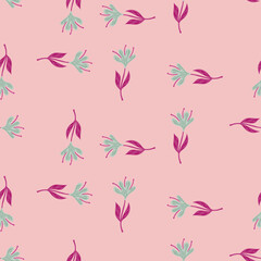 Flower cute seamless pattern. Hand drawn field background.