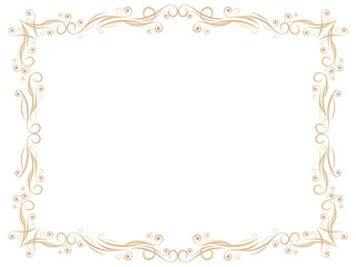 Art deco frame with swirls. Art Nouveau linear border. Design a template for invitations, leaflets and greeting cards. Geometric golden frame. The style of the 1920s - 1930s. Vector illustration