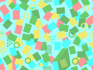 Memphis seamless pattern. Geometric elements memphis in the style of 80's. Design background for wrapping paper, print, fabric and printing. Vector illustration