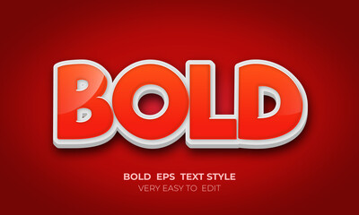Red Bold 3d text style effect vector illustration