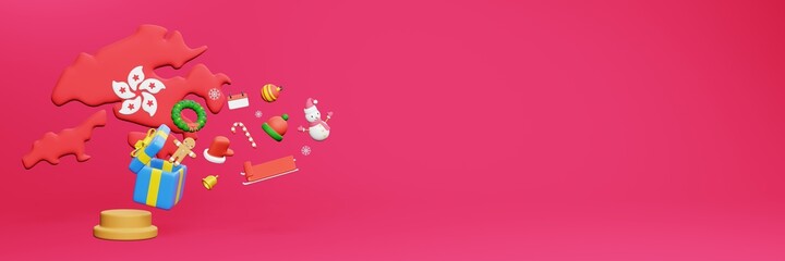 3d rendering of christmas new year celebration in Hongkong for web cover and social media