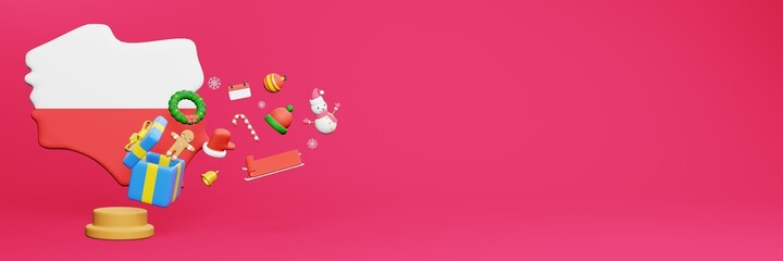 3d rendering of christmas new year celebration in Poland for web cover and social media