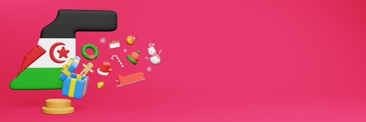 3d rendering of christmas new year celebration in Western Sahara for web cover and social media