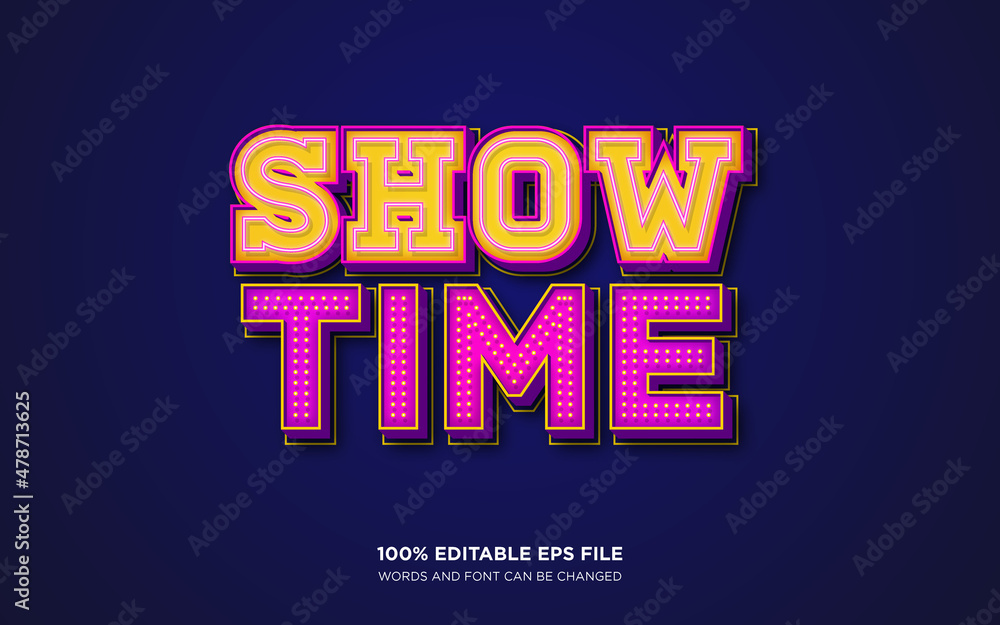 Poster show time 3d editable text style effect