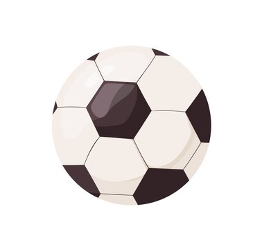 Soccer ball icon. European football equipment. Hexagon soccerball. Sports circle object for field game. Realistic flat vector illustration isolated on white background