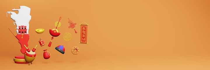 3d rendering of Chinese holiday celebrations in Gibraltar for social media stories