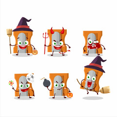 Halloween expression emoticons with cartoon character of orange pencil sharpener