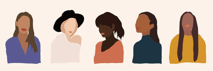 Women portraits illustration collection. Fashion illustration design for social media post, poster,cover, wall art, home decoration and wallpaper.