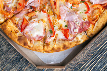 delicious pizza from different ingredients