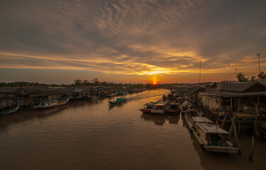 sunset in the harbor