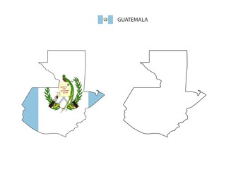Guatemala map city vector divided by outline simplicity style. Have 2 versions, black thin line version and color of country flag version. Both map were on the white background.