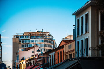 Fototapeta na wymiar Street view of Modern architecture in Thessaloniki city, Greece