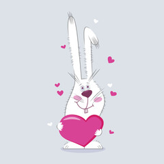 Fototapeta premium vector illustration of a rabbit with a heart