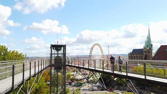 Erfurt Petersberg with Modern Viewing Platform to Ancient Old Town