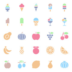 Flat color icons for food.