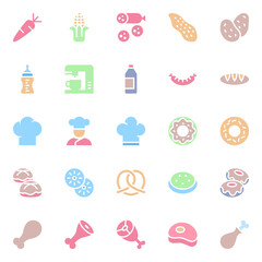 Flat color icons for food.