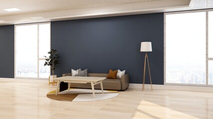 office wooden lobby waiting room for company wall logo mockup