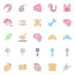 Flat color icons for food.