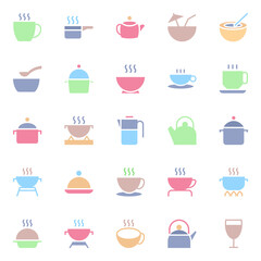 Flat color icons for food.