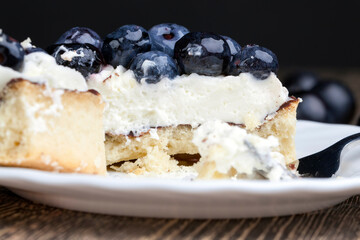 tartlet with chocolate and buttercream with blueberries