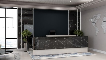 blank office wall in the reception room for company logo mockup