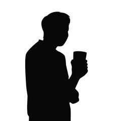 Drunk man with beer glass in hand silhouette , party people vector.