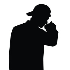 Drunk man with beer glass in hand silhouette , party people vector.