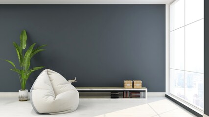 3d modern and minimalist room blank wall for logo mockup
