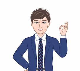 青いスーツの男性