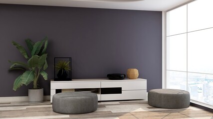 3d modern and minimalist room blank wall for logo mockup