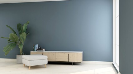 3d modern and minimalist room blank wall for logo mockup