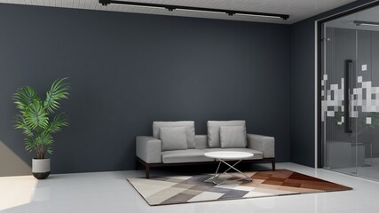 modern office lobby waiting room for company logo mockup with sofa