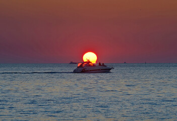 Ships in the Black Sea at sunset