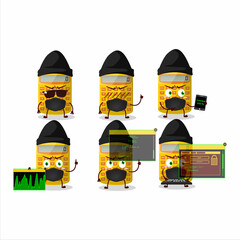 A Hacker yellow calculator character mascot with