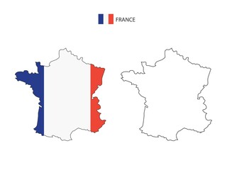 Obraz premium France map city vector divided by outline simplicity style. Have 2 versions, black thin line version and color of country flag version. Both map were on the white background.