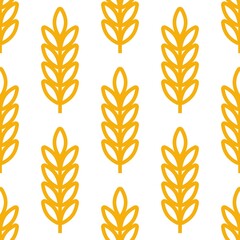 Wheat ears icon vector farm seamless pattern background. Line whole grain symbol illustration for organic eco bakery business, agriculture, beer on white background.