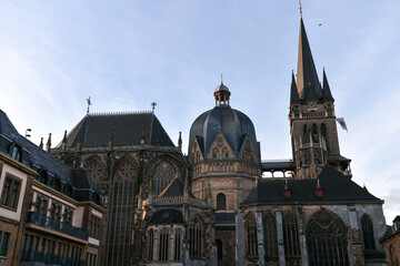 Fototapeta na wymiar Landmarks of Germany, North Renania. Aachen Cathedral photographed during an autumn morning.