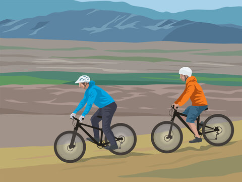 Mountain Biker touring illustration graphic vector