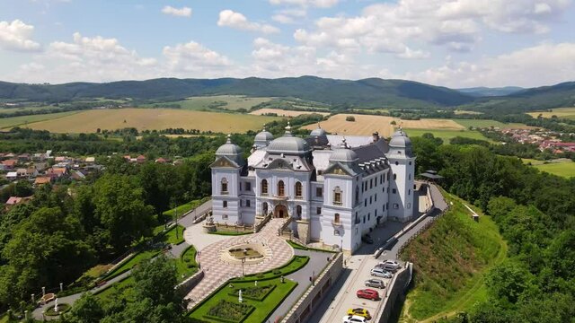 Aerial view of Halicsky Castle in the village of Halic in Slovakia