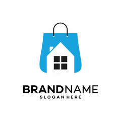 shop house logo design vector template illustration