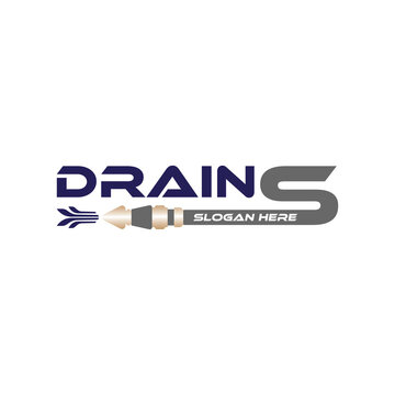 Vector Wordmark Logo Template Combination with Water Pipe Hose, Perfect to use for plumbing.