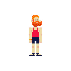 athlete, redhead, 8, 80s, abstract, adult, art, assets, avatar, beard, bit, cartoon, character, colorful, design, expression, flat, game, graphic, guy, hair, hipster, icon, illustration, isolated, log