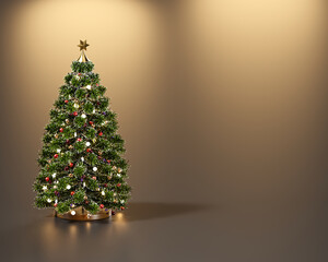 Christmas tree with copy space background 3d rendering