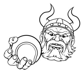 Viking Tennis Ball Sports Mascot Cartoon