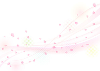 桜吹雪背景　桜のフレーム © IWOZON