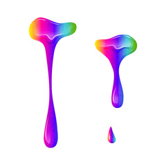 Bright rainbow slime. A draining, viscous liquid. Cartoon vector illustration