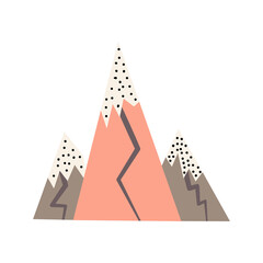 Mountain Scandinavian isolated on white background. Vector illustration in a flat handdrawn style