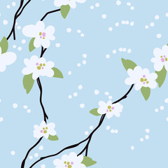 Apple blossom branch, pastel repeat pattern