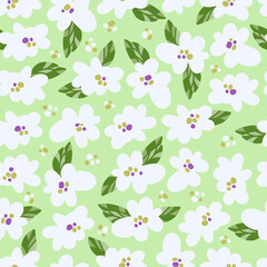 Apple blossom branch, pastel repeat pattern