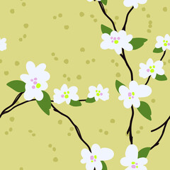 Apple blossom branch, pastel repeat pattern
